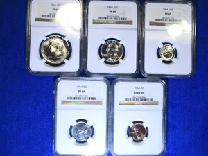 1964 US Proof Set PR69 NGC NUMBERS MATCHING REVERSE DIE ROTATED CCW ON NICKEL - Picture 1 of 12