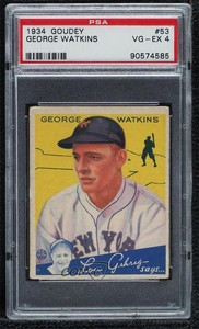 1934 Goudey Big League Chewing Gum R320 George Watkins #53 PSA 4