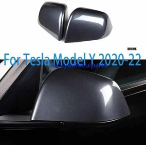 For Tesla Model Y 2020-22 A Pair Gray Exterior Rearview Mirror Replacement Caps - Picture 1 of 6