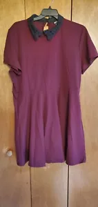 Hot Topic Burgundy & Black Lace Collar Skater Dress Size 3X New W/Tags - Picture 1 of 5