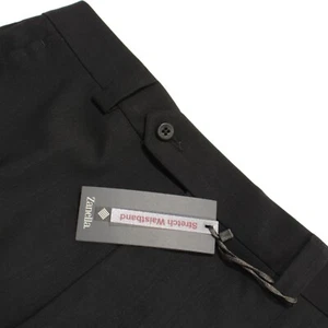 Zanella NWT Dress Pants Size 33 US Tucker In Solid Black Wool - Picture 1 of 11