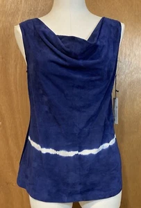 Ecru Womens  Sleeveless Suede Drape Front Top In Navy Sz S  Nwt Originally $199 - Picture 1 of 9