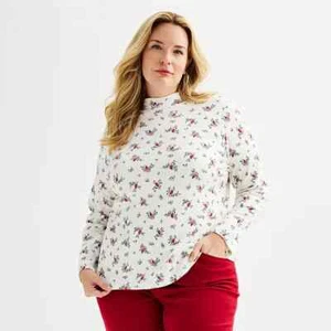 Top donna 5X Plus Croft & Barrow Essential Mock N Holiday Cardinal NUOVO - Foto 1 di 1