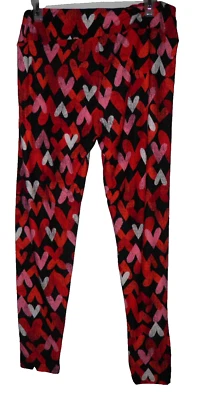 Lularoe TC Leggings BLACK RED WHITE PINK VALENTINE HEARTS NEW W/O TAGS  - Image 1 of 4