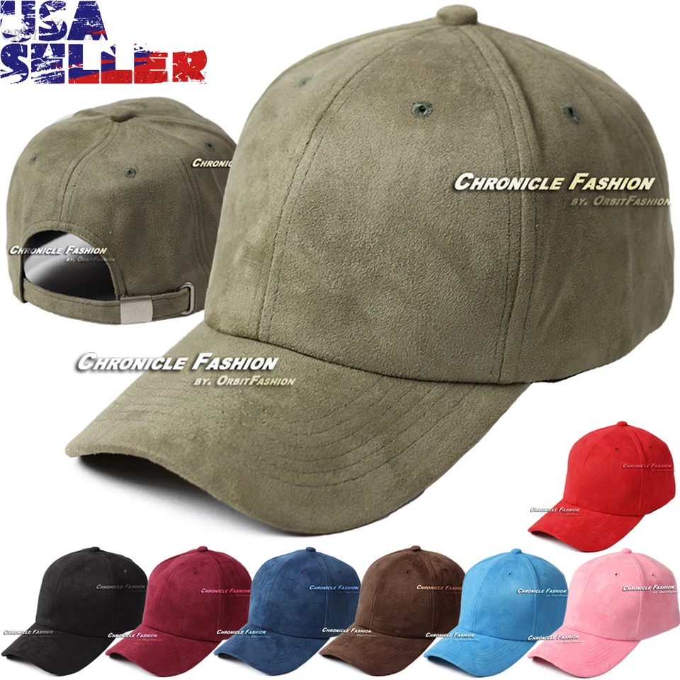 Baseball Cap Suede Adjustable Vintage Retro Classic Mens Hat Plain Solid Blank - Image 1 of 4