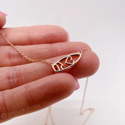 Tiny Surfboard Necklace - Gift for Surfer or Stand-Up Paddleboard -.925 Sterling - Image 1 of 4