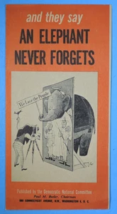1956 Adlai Stevenson / Estes Kefauver An Elephant Never Forgets Democratic Flyer - Picture 1 of 3