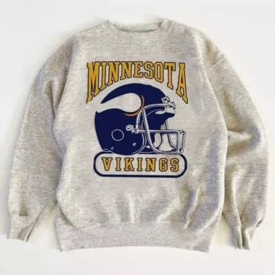 GILDAN Vintage 80s Minnesota Vikings NFL Football Crewneck Sweatshirt Men Women