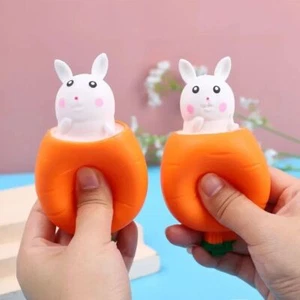 Cartoon Carrot Rabbit Cup Novelty Bunny Fidget Vent Toy New Squeeze Toys - Picture 1 of 7