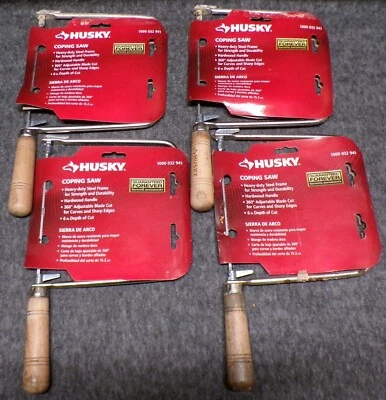 Lot of 4 Husky Coping Saw Steel Frame Hardwood Handle 6" Depth of Cut - Image 1 of 2
