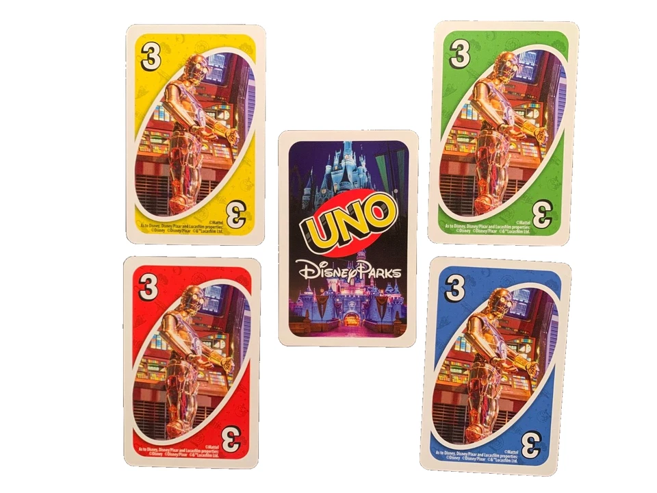STAR WARS at Walt Disney LOT OF 4 CARDS UNO DISNEY PARKS 2021 Mattel LUCASFILM - Image 1 of 1