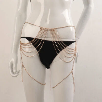 Bust Chain Accessories Shiny Full Diamond Bra Panties Bikini Body Chain Set - Image 1 of 4