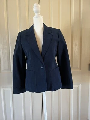 Blazer vintage para mujer XS azul marino gamuza como tela manga 3/4 hombrera Foto 1 de 4