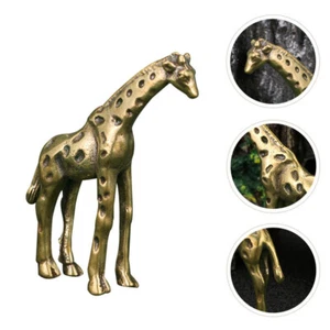 Giraffe Ornaments Giraffes Decor Desktop Office Miss Tall Brass Figurine - Picture 1 of 12