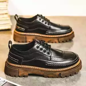 Male Leather Office Formal Shoes British Style Lace Up Casual Comfort Footwear - Picture 1 of 20