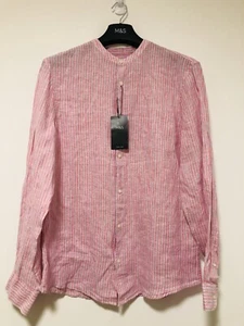Camicia Marks & Spencer manica lunga a righe puro lino 3XL rosa misto - Foto 1 di 11