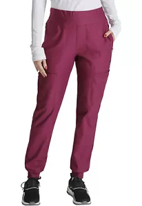 Cherokee Scrubs Mid Rise Tapered leg Drawstring Petite CK092P WIN Wine Free Ship - Picture 1 of 8
