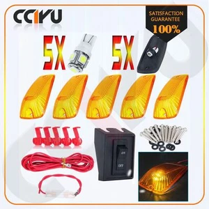 5pc Amber Roof Running Clearance Lights White LED Assembly+Wiring Pack for Dodge - Picture 1 of 5