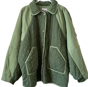 ANTHROPOLOGIE Pilcro Quilted Bomber Jacket SIZE XL Moss Green Snap Front NWT - Picture 1 of 14