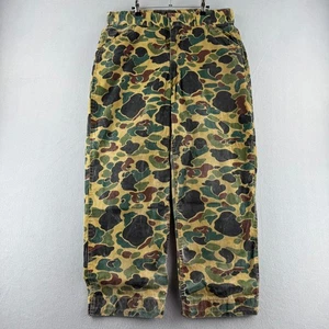 Vintage Duck Camo Pants Mens Fits 36x30 Baggy Hunting 70s Talon Zip USA - Picture 1 of 22