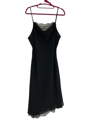 Donna Ricco Black Assemetrical Lace Trim Cocktail Dress - Sz 14  - Image 1 of 4