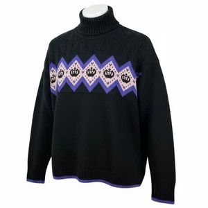 Juicy Couture Strick Pullover 1X Schwarz Lila Krone Rollkragen Plus Retro Y2K Style - Bild 1 von 9