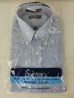 New Puritan Mens 15 1/2 Short Sleeve Full Fit Wrinkle Free Oxford Dress Shirt - Image 1 of 4