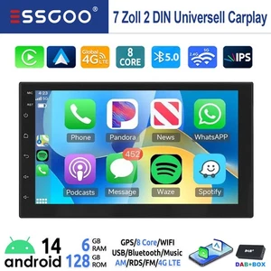 DAB+ Doppel 2 DIN 6+128G Android 14 Autoradio Carplay GPS Navi Bluetooth WiFi AM - Bild 1 von 11