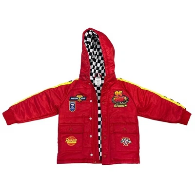 Lightnignt McQueen Cars Piston Cup Disney Pixar kids size 4 puffer race jacket  - Image 1 of 4