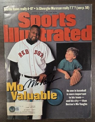 Mo Vaughn Signed Sports Illustrated Magazine 10/2/95 MLB Red Sox Beckett Auto  - Image 1 of 3