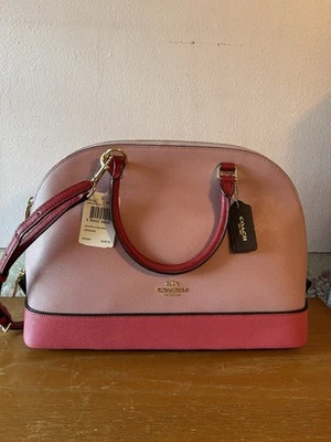 蔻驰草莓 Sierra 几何色块十字纹皮革钱包/全新带标签 — 第 1/4 张图片