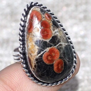 Peanut Obsidian 925 Silver Plated Gemstone Handmade Ring US 7 Jewelry GW - Picture 1 of 3