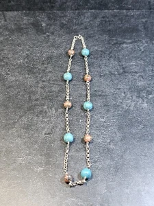 Silver belcher, jasper and turquoise necklace - Picture 1 of 6