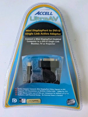 Accell Mini DisplayPort to DVI-d Single Link Active Adapter NIB  - Image 1 of 4