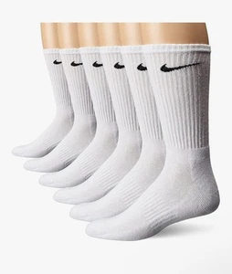 Nike Dri Fit Dry Cushioned Cotton Crew Socks 6 Pairs LARGE WHİTE - Picture 1 of 5
