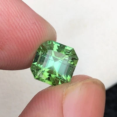 2.4 Carat Natural Emerald Cut Blueish Green Tourmaline Gemstone From Afghanistan - Image 1 of 4