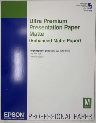 Epson Ultra Premium Presentation Paper Matte 17 x 22" 50 ct- new w/ bent corners - Image 1 of 4