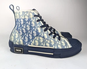 Dior B23 High-Top Sneaker White and Navy Dior Oblique Canvas EU 45/US 12 - Picture 1 of 15