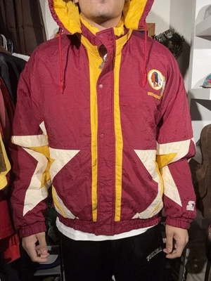 De colección Años 90 Raro Clásico Equipo Colección Pieles Rojas Starter Starter Pattern Cremallera M Foto 1 de 4