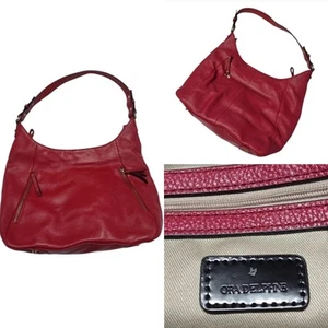 Ora Delphine Women's Red Pebbled Genuine Leather Shoulder Handbag Purse - Picture 1 of 13