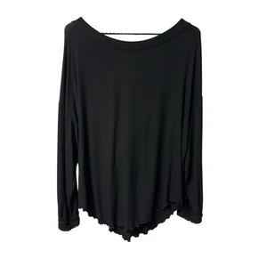 Camisa vaquera Free People de gran tamaño Shimmy Shake negra de punto acanalado manga larga XS - Imagen 1 de 12
