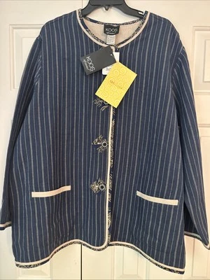 Women's Koos Of Course Reversible 100% Silk Lightweight Jacket Blue Size 2X - Image 1 of 4