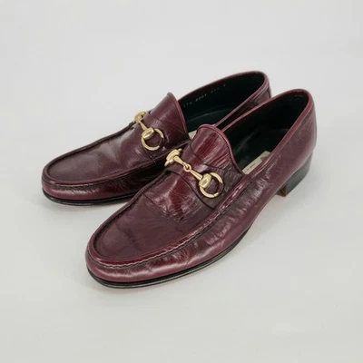 Женские винтажные бордовые кожаные мокасины Gucci Horsebit размер 41,5S/США 10-10,5 - Изображение 1 из 4