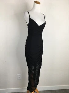 Abito donna BEBE tg XS nero maglia increspata orlo spaghetti spalline elasticizzato - Foto 1 di 10