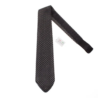 Corbata de punto Italo Ferretti nueva con etiquetas en blanco y negro 100 % seda hecha en Italia Foto 1 de 4