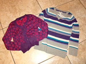 "EDITIONS&CHILDRENS PLACE"Lot of 2 Cardigan&V-Neck Sweaters sizes M 7/8 CUTE! - Picture 1 of 5