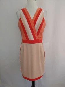 C. Luce Damen orange Freizeit Kleid M gebraucht ärmellos gestreift V-Ausschnitt gefüttert Mängel - Bild 1 von 5