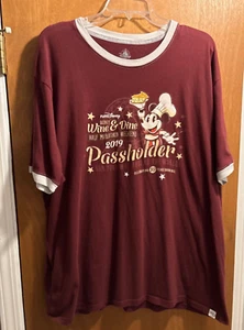 Disney T Shirt 2019 Passholder Wine & Dine Burgundy/White 2XL EUC - Picture 1 of 9