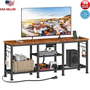 TV Stand W/ Power Outlets Open Shelves 55 Inch TVs Media Console Storage New - Picture 1 of 4