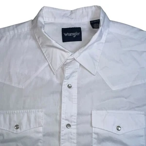 Wrangler Mens XXL White Pearl Snap Short Sleeve Western Button Up Shirt - Picture 1 of 6